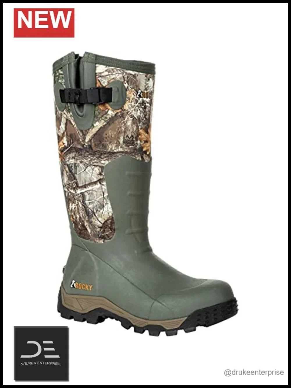 Waterproof Insulated Hunting Boots Size 16, Rubber, Pull-On